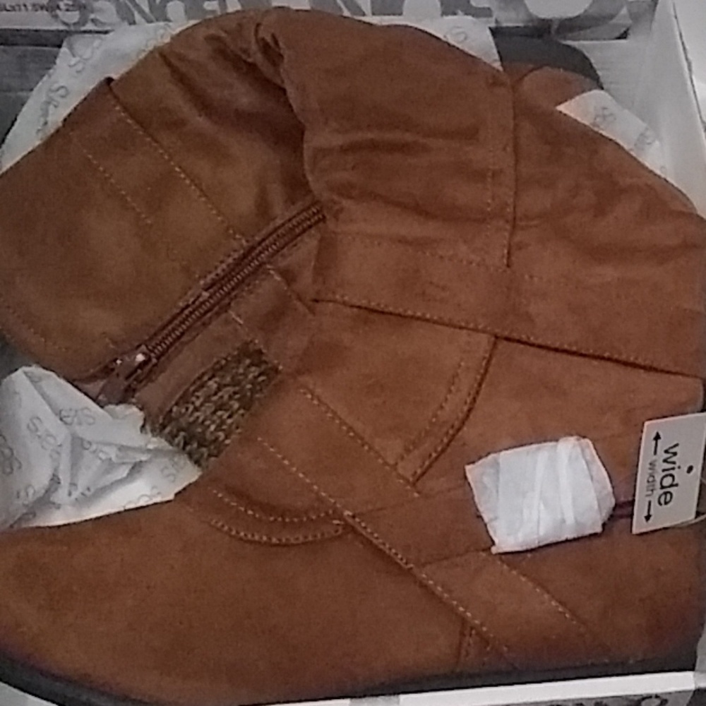 Wide width suede boots